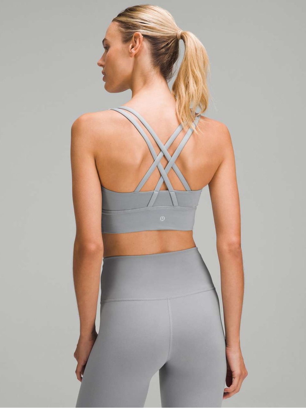 Lululemon Energy Longline Bra Medium Support, B–D Cups Rhino Grey Crisscross